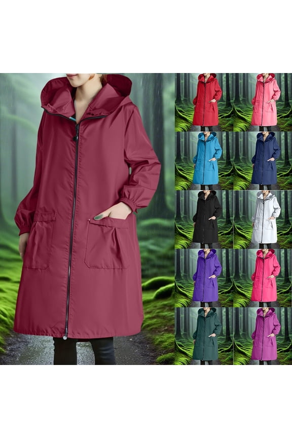 Raincoat for Women Waterproof Long Hooded Rain Jacket Trench Coats Windbreaker Travel Jacket Black XXXL