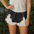 thumbnail image 1 of TrendOFT Satin Silk Boxer Shorts for Women Y2k Lace Trim Micro Mini Pajama Shorts Knickers Low Rise Lounge Pj Bottoms Black L, 1 of 4