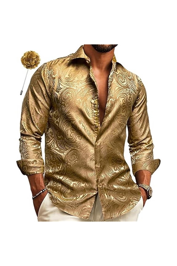 All Season Basic Mens Long Sleeve Shirts Spread Collar Loose Button Casual Blouse With Airy Soft For Everyday Street Matching Mens Button Down Shirts Gold