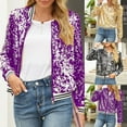 thumbnail image 1 of TrendOFT Sequin Cropped Blazers for Women Long Sleeve Open Front Party Shiny Glitter Bolero Shrug Sparkly Jacket Coat Purple S, 1 of 8