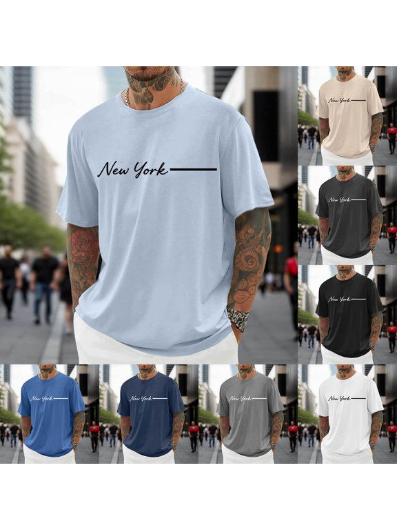 Shirts for Men Graphic Tees Art Font Urban Country Name Graphic Short Sleeve Crew Neck Casual Everyday Street Tops Men's T-Shirts Black XXL