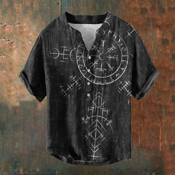 TrendOFT Shirts for Men Graphic Tees Crew Neck Viking Retro Graphic Short Sleeve Soft Loose Casual Daily Stylish Tops Mens Tees Black XXL