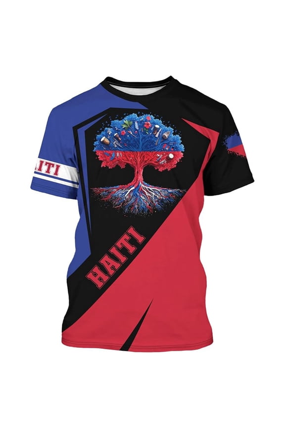 Shirts for Men Graphic Tees Geometric Graphic Pattern Print Short Sleeve Crew Neck Relaxed Fit Casual Summer Tops Mens Tees Red L