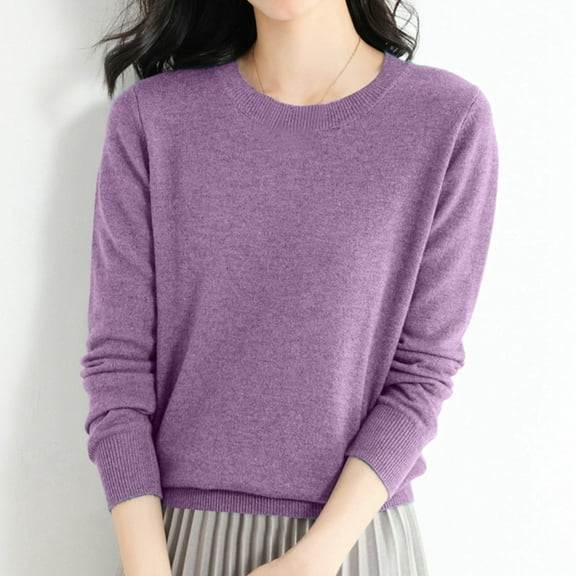 TrendOFT Solid Basic Sweaters for Women Fall Outfits Trendy 2025 Long Sleeve Shirts Casual Lounge Knit Pullover Sweater Tops Dark Purple XXL