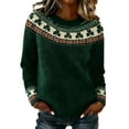 thumbnail image 1 of TrendOFT St Patricks Day Sweaters for Women Fair Isle Oversized Knit Pullover Long Sleeve Crewneck Tops Dark Green L, 1 of 4
