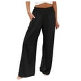 thumbnail image 1 of TrendOFT Stretchy Wide Leg Palazzo Pants for Women Casual Comfy High Waist Dressy Lounge Pants with Pockets Black L, 1 of 7