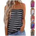 thumbnail image 1 of TrendOFT Striped Tube Tops for Women Casual Summer Backless Strapless Top Sleeveless Bandeau Tank Shirt White S, 1 of 6