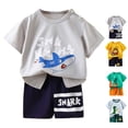 thumbnail image 1 of TrendOFT Summer Outfits For Baby Boy Set 2 Piece Short Sleeve T Shirt And Shorts Casual Playwear For Kids Age 0 6 Years Comfortable Breathable Daily Wear Kids Shorts Sets Green, 1 of 5