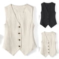 thumbnail image 1 of TrendOFT Summer Sweater Vest for Women Sleeveless V Neck Button Up Cardigan Cotton Linen Tank Tops Spring Summer Outfits White XL, 1 of 6