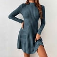 thumbnail image 1 of TrendOFT Sweater Dress for Women Long High Neck Ribbed Knit Oversized Pullover Winter Short Dress Blue L, 1 of 8