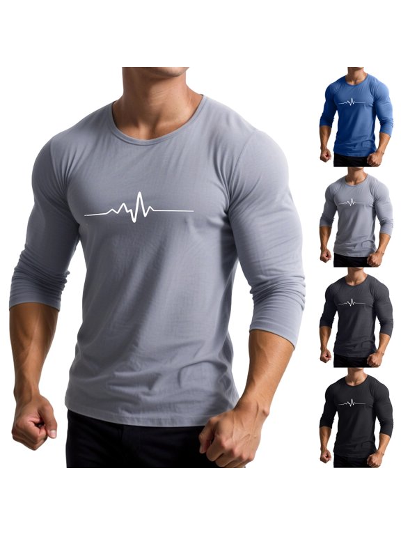 T Shirts for Man Fall Winter Thin Long Sleeve Crew Neck Casual Street Daily Basic Layering Fashion Tops Mens Shirts Black XXXXL