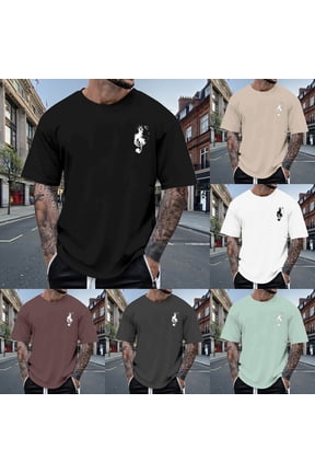 T Shirts for Man Vacation Resort Pattern Printed Short Sleeve Crew Neck Soft Stretch Loose Beach Leisure Daily Tops Men's Shirts White M