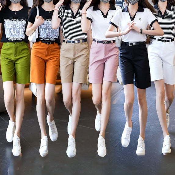 TrendOFT Tencel Shorts for Women Thin Bermuda Summer Fashion Loose Casual Straight Wide Leg White 29