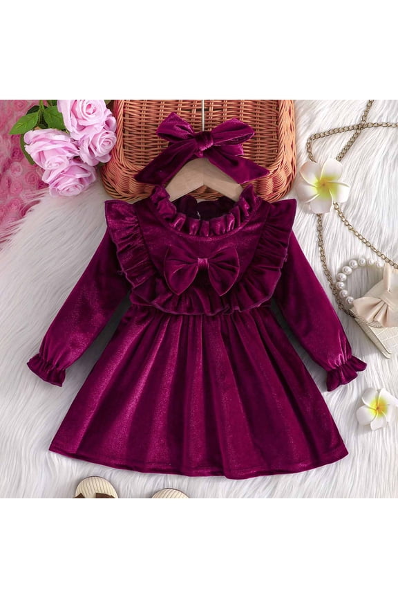 Toddler Baby Girl Velvet Tutu Dress Long Sleeve Princess Birthday Party Wedding Dresses Spring Fall Clothes 6-9 Months