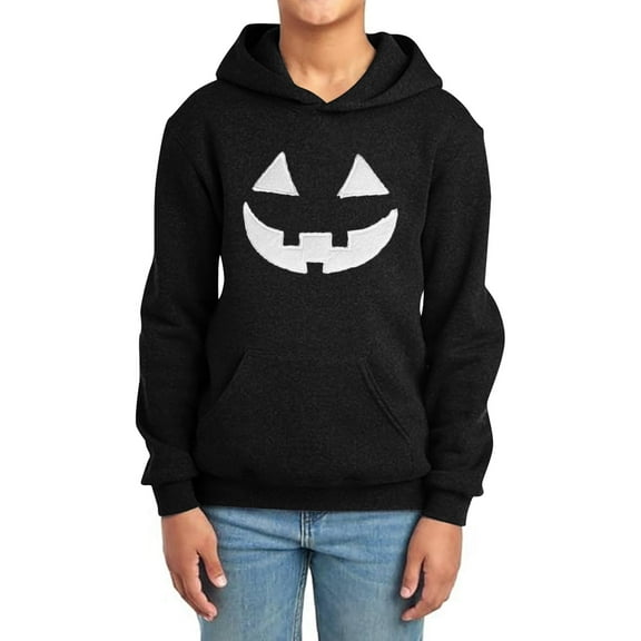 TrendOFT Toddler Boy Halloween Hoodies Pumpkin Face Print Sweatshirt For Kids Soft Fleece Shirts With Novetly Graphic Pullover Tops Black 3-4 Years