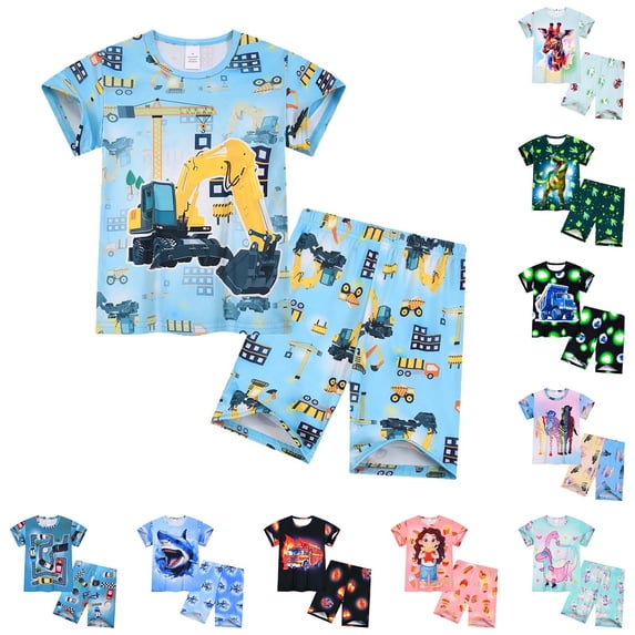 TrendOFT Toddler Boy Outfits Set Summer And Short Sleeve Shorts Casual Playwear Kids Clothes Soft Comfortable Daily Wear Kids Clothing Sets Blue