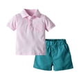 thumbnail image 1 of TrendOFT Toddler Boys Easter Outfits Short Sleeve Solid T-Shirt Tops and Shorts Gentleman Outfits Summer Clothing Set Pink 18-24 Months, 1 of 7