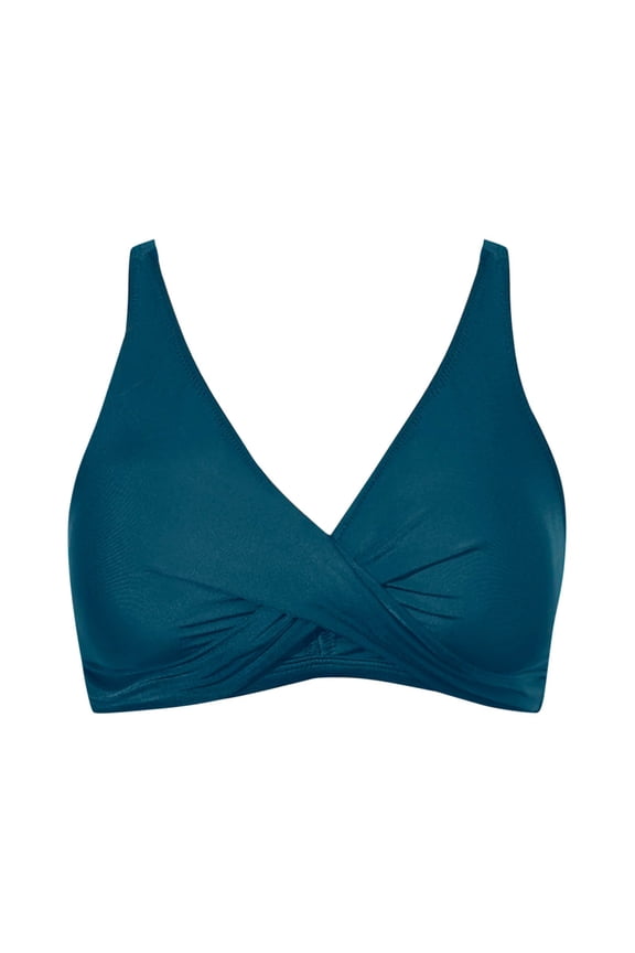Twist Front Bikini Tops for Women V Neck Triangle Swim Bathing Suit Push up Swimsuit Tops Only Green XXL