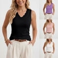 thumbnail image 1 of TrendOFT V Neck Tank Tops for Women Spring Sleeveless Lace Trim Ribbed Knit Going Out Cami Shirts Ruched Casual Top Black L, 1 of 6
