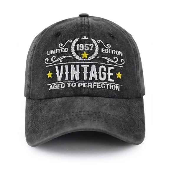 TrendOFT Vintage 1957 Edition Adjustable Embroidered Baseball Cap for Women Men Black L