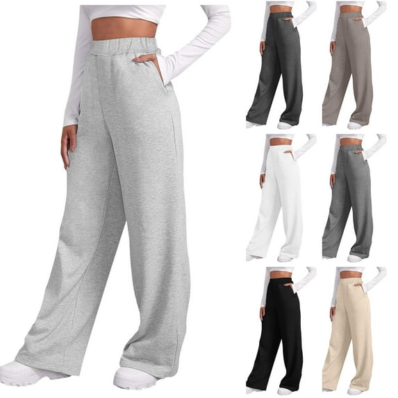 TrendOFT Wide Leg Sweatpants Women Baggy Straight Leg Open Bottom Joggers Pants Workout High Waisted Fleece Lined Yoga Pants With Pockets Khaki S