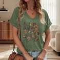 thumbnail image 1 of TrendOFT Wildflowers Graphic Tees for Women Boho Flowers V Neck Shirts Cute Casual Summer Tops Short Sleeve T Shirt Green XL, 1 of 4