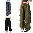 thumbnail image 1 of TrendOFT Women Cargo Pants Baggy Y2K Multi Pockets High Waist Loose Straight Leg Cargo Sweatpants Vintage Grunge Trousers Black L, 1 of 8