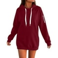 thumbnail image 1 of TrendOFT Women Hoodies Dress Solid Hooded Tunic Sweatshirts Dress Casual Long Sleeve Dress Oversized Sweatshirt with Pocket XXXL, 1 of 5