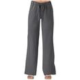 thumbnail image 1 of TrendOFT Women Wide Leg Linen Pants High Waisted Summer Casual Cotton Linen Palazzo Pants with Pockets Grey XL, 1 of 5