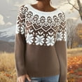 thumbnail image 1 of TrendOFT Women's Fair Isle Sweater Casual Crewneck Long Sleeve Lightweight Vintage Knit Jumper Tops Coffee S, 1 of 4