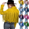 thumbnail image 1 of TrendOFT Women's Fringe Suede Leather Jackets Fall Fashion 2025 Tassel Motorcycle Cropped Coats Purple XXXL, 1 of 8