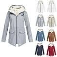 thumbnail image 1 of TrendOFT Women's Long Trench Coats Thicken Linend Travel Raincoat Winter Warm Casual Rain Windbreaker with Hood Waterproof Jacket White M, 1 of 4
