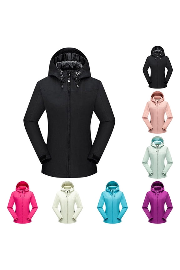 Women's Softshell Jacket with Hood Waterproof Lightweight Windbreaker Windproof Rain Shell Jacket for Outdoor Hiking Pink S