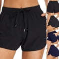 thumbnail image 1 of TrendOFT Womens 5" Swim Board Shorts Stretchy High Waisted Beach Shorts for Women Quick Dry UPF 50+ Swimsuit Bottoms with Liner Dark Blue M, 1 of 8