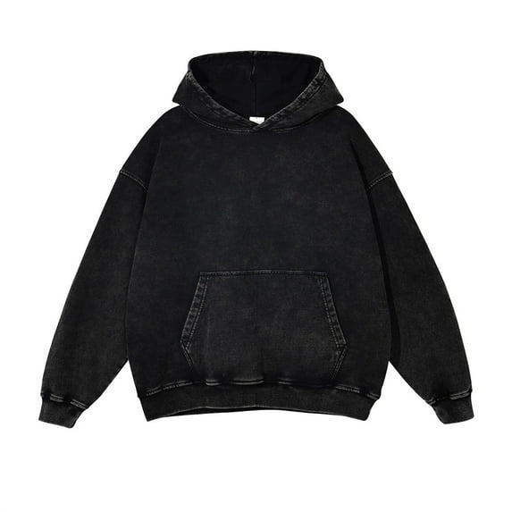 TrendOFT Womens Acid Wash Hoodie Oversized Vintage Hoodies Heavyweight Distress Washed Sweatshirt for Couple Unisex Fall Outfits 2025 Black M