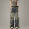 thumbnail image 1 of TrendOFT Womens Baggy Jeans Elastic Waist Cool Ripped Jean Washed Wide Leg Denim Pants Blue M, 1 of 5