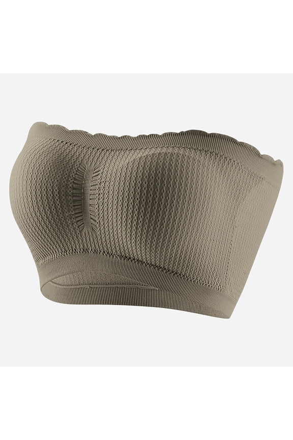 Womens Bandeau Camis Strapless Wrap Ribbed Anti Summer Daily Wrap Camisole Army Green M