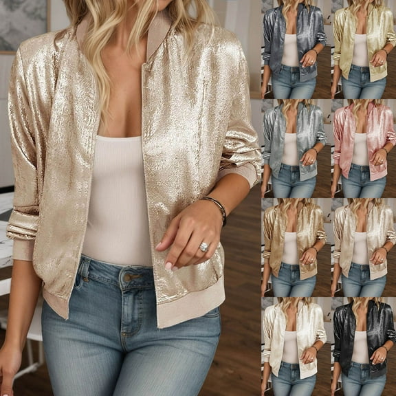 TrendOFT Womens Bomber Jackets Fashion Quilted Casual Lightweight Bomber Jakcet Zip up Outerwear Jacket with Pockets Pink L