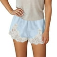 thumbnail image 1 of TrendOFT Womens Boxer Shorts with Lace Trim Y2k Micro Mini Satin Silk Pajama Shorts Knickers Low Rise Lounge Pj Bottoms Blue L, 1 of 5