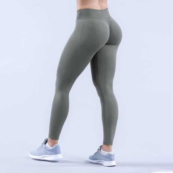 TrendOFT Womens Butt Lifting Leggings Tummy Control High Waisted Workout Gym Seamless Yoga Pants Grey S