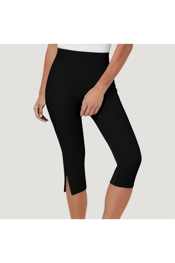 Womens Capri Leggings High Waisted Buttery Soft Tummy Control No See Through Workout Athletic Running Yoga Cycling Black L