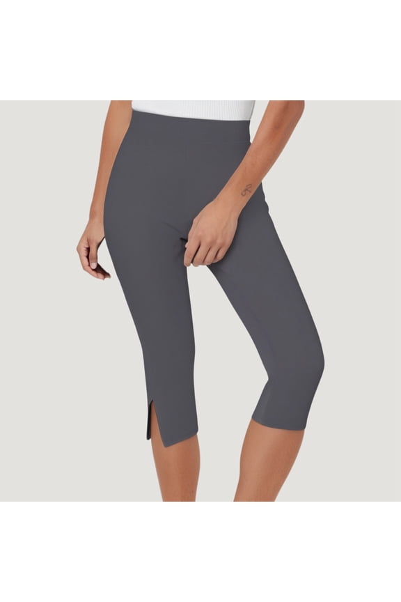 Womens Capri Leggings High Waisted Buttery Soft Tummy Control No See Through Workout Athletic Running Yoga Cycling Grey M
