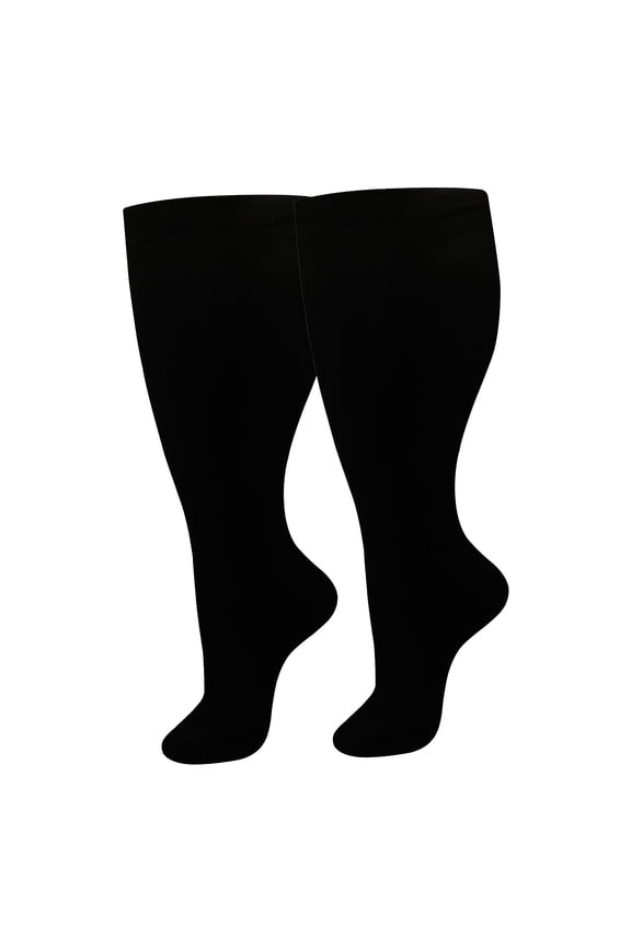 Womens Compression Socks Solid Color Plus Size Long Tube Stockings Support Knee High Travel Socks Black XXXXXXXL
