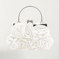 thumbnail image 1 of TrendOFT Womens Evening Bags Satin 14 Roses Handheld Clutch Wedding Party Formal Event Accessory Formal Clutch White One Size, 1 of 3