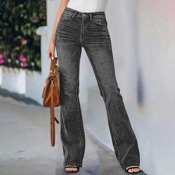 TrendOFT Womens Flare Jeans Stretch High Waisted Wide Leg Bell Bottom Jean for Women Baggy Denim Pants GY2 XL