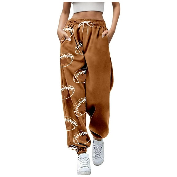 TrendOFT Womens Halloween Sweatpants Baggy Skeleton Pumpkin Print Open Bottom High Waist Joggers Athletic Gym Sweat Casual Pants Coffee M