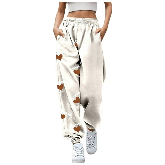 TrendOFT Womens Halloween Sweatpants Baggy Skeleton Pumpkin Print Open Bottom High Waist Joggers Athletic Gym Sweat Casual Pants White S