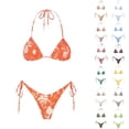 thumbnail image 1 of TrendOFT Womens Halter Bikini Set Triangle Top String Swimwear Two Piece Swimsuits Floral Push up Bathing Suit B M, 1 of 3