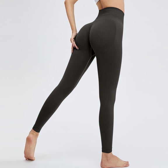 TrendOFT Womens High Waisted Yoga Leggings with Pockets Tummy Control Non See Through Workout Athletic Running Yoga Pants Grey L