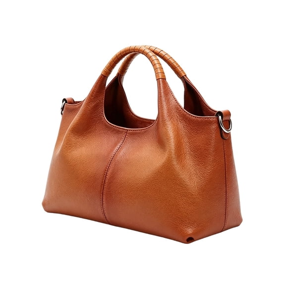 TrendOFT Womens Leather Tote Bags Fashion Soft Leather Casual Commute Large Capacity Single Shoulder Handbag Brown One Size